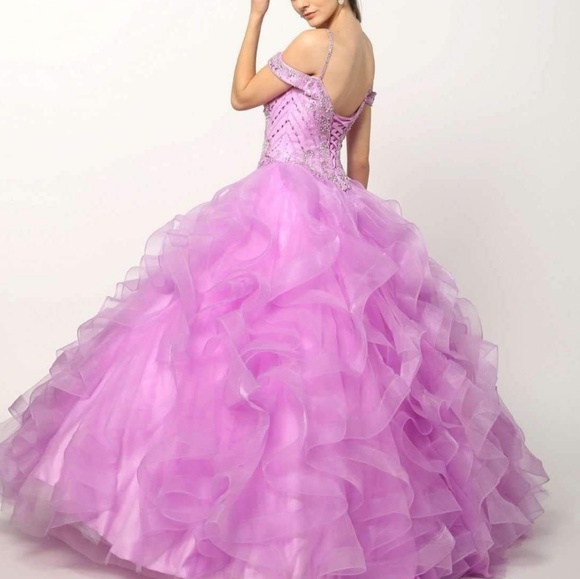 New long beaded ball gown with corset back - Picture 3 of 7